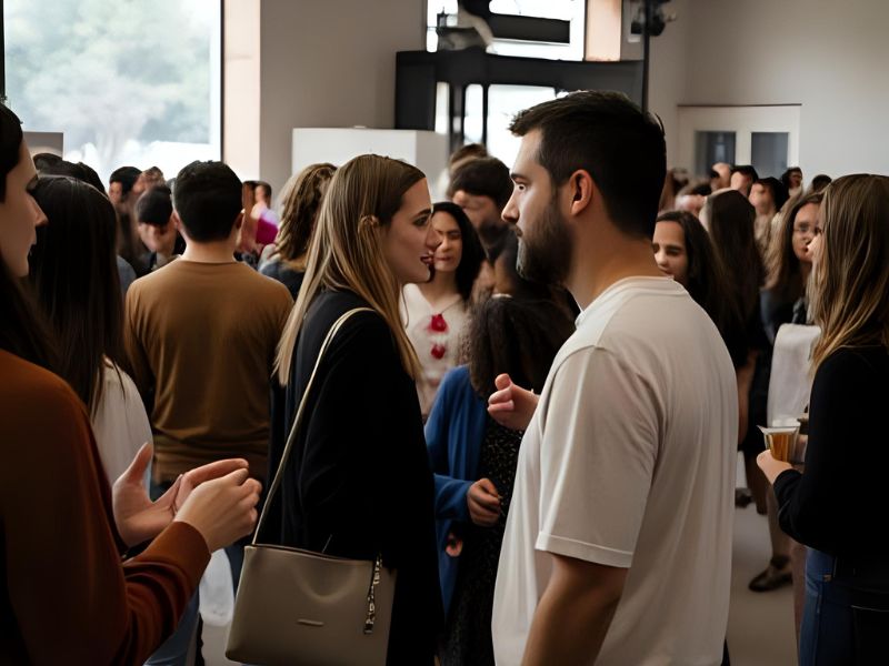 A photo booth at a vibrant party